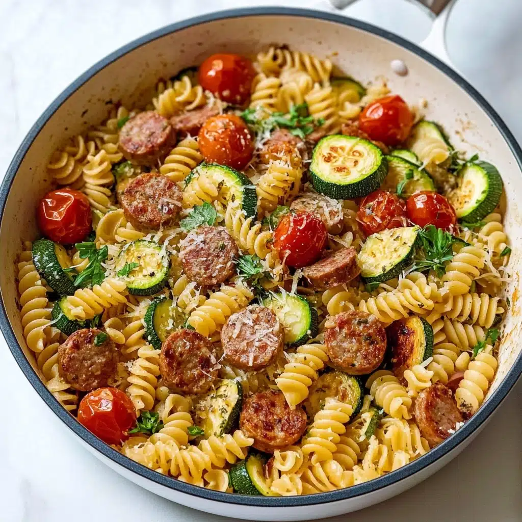 One-Pan Chicken Sausage Zucchini Pasta Recipe - Recipe Image