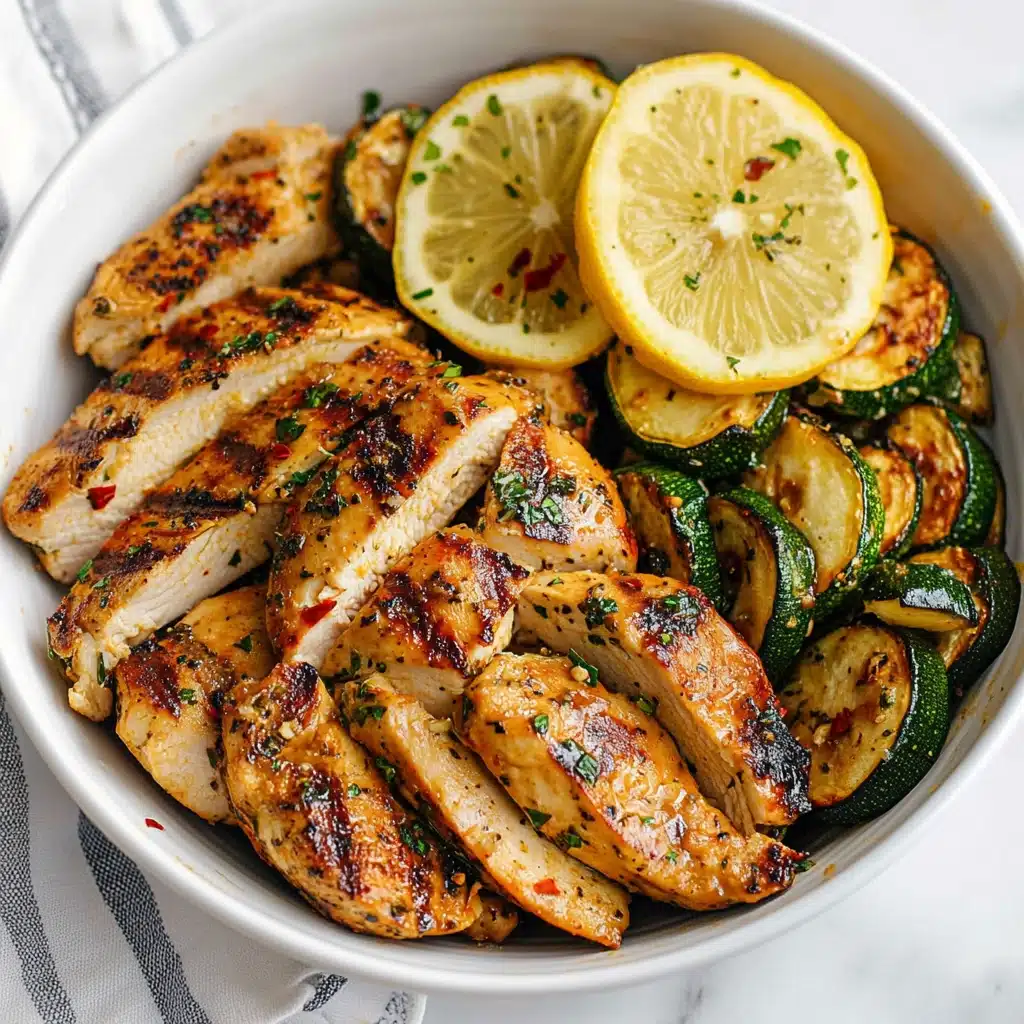 Lemon Herb Asado Chicken with Sauteed Zucchini Recipe