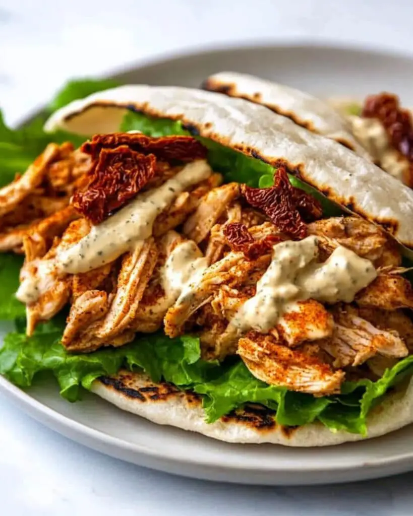 Chicken Adobo Pitas with Chili Lime Crema Recipe