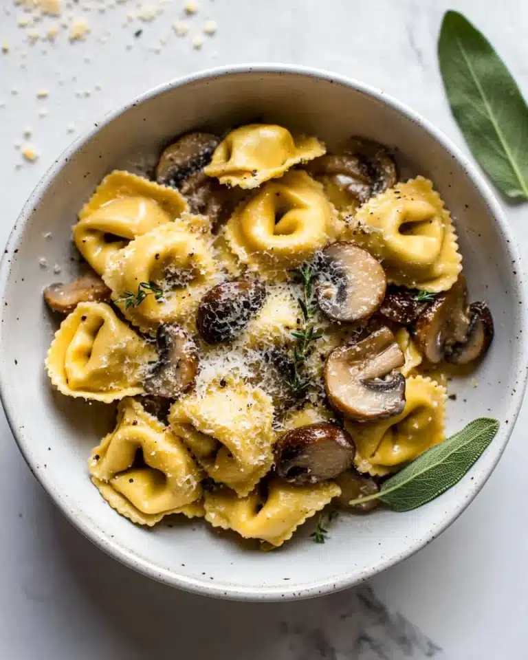 Cheese Tortellini with Butter, Mushrooms, and Crispy Sage Recipe