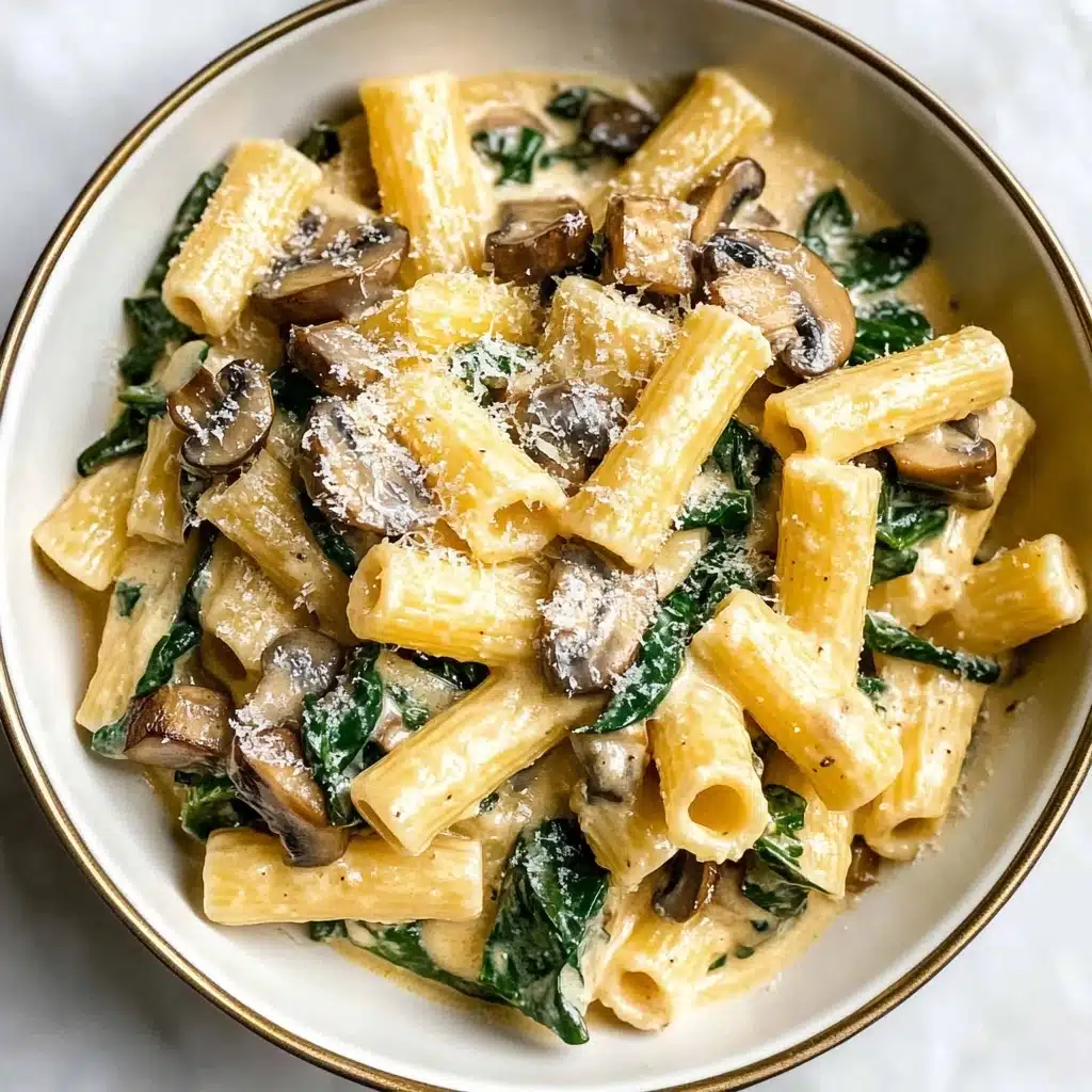 Creamy Spinach Mushroom Pasta Recipe - Recipe Image