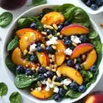 Summer Peach Salad with Spinach, Blueberries, and Feta Cheese Recipe