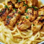 Garlic Butter Chicken Bites with Savory Creamy Parmesan Pasta Recipe