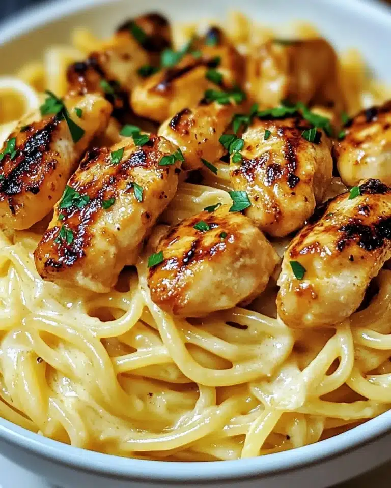 Garlic Butter Chicken Bites with Savory Creamy Parmesan Pasta Recipe
