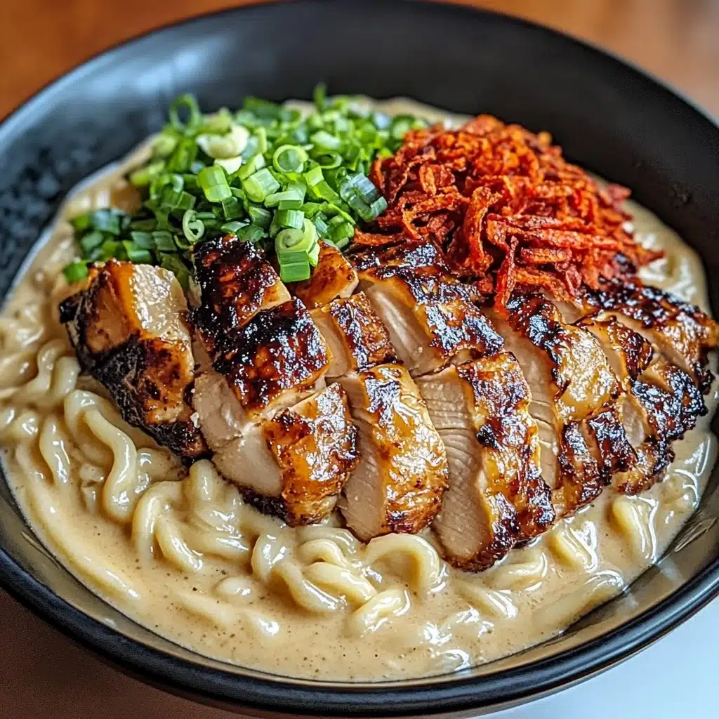 Fiery Chicken Ramen with Creamy Garlic Sauce Recipe - Recipe Image