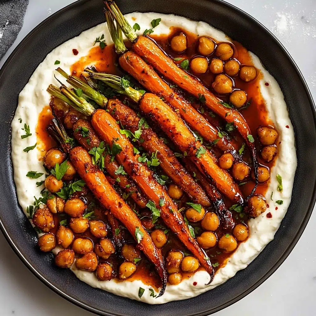 Spicy Maple Roast Carrots with Crispy Chickpeas and Yogurt Sauce Recipe - Recipe Image