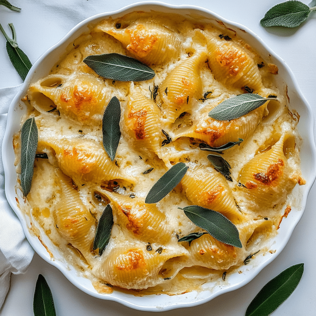 Pumpkin & Gouda Stuffed Shells With Brown Butter & Sage Alfredo Sauce Recipe - Recipe Image