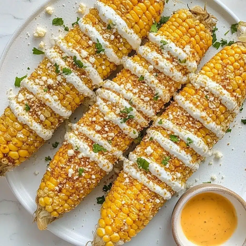 Buffalo Vegan Corn on the Cob with Ranch Dressing Recipe - Recipe Image