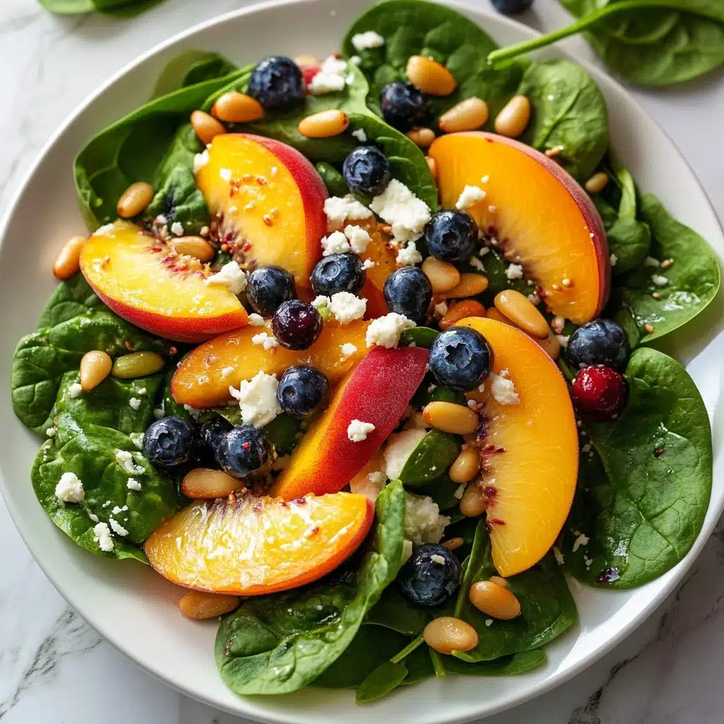 Summer Peach Salad with Spinach, Blueberries, and Feta Cheese Recipe - Recipe Image