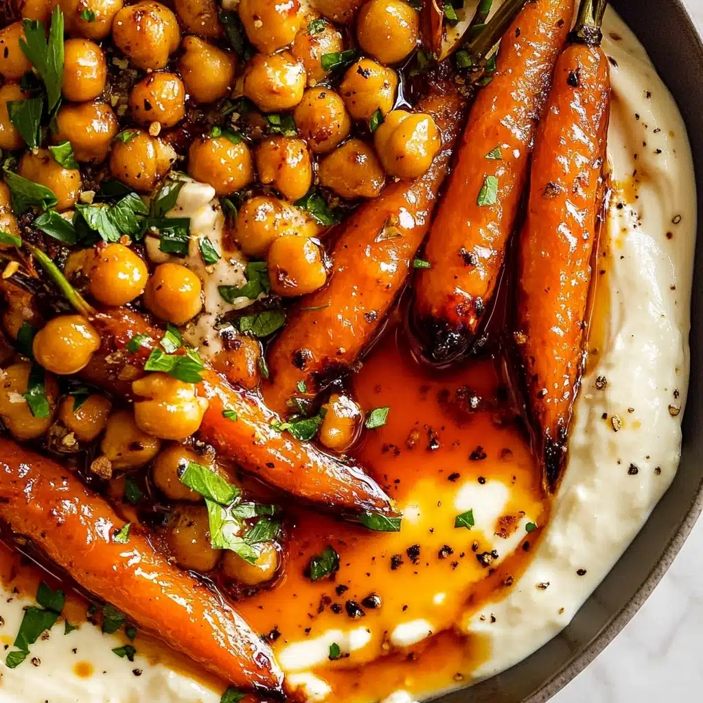 Spicy Maple Roast Carrots with Crispy Chickpeas and Yogurt Sauce Recipe - Recipe Image