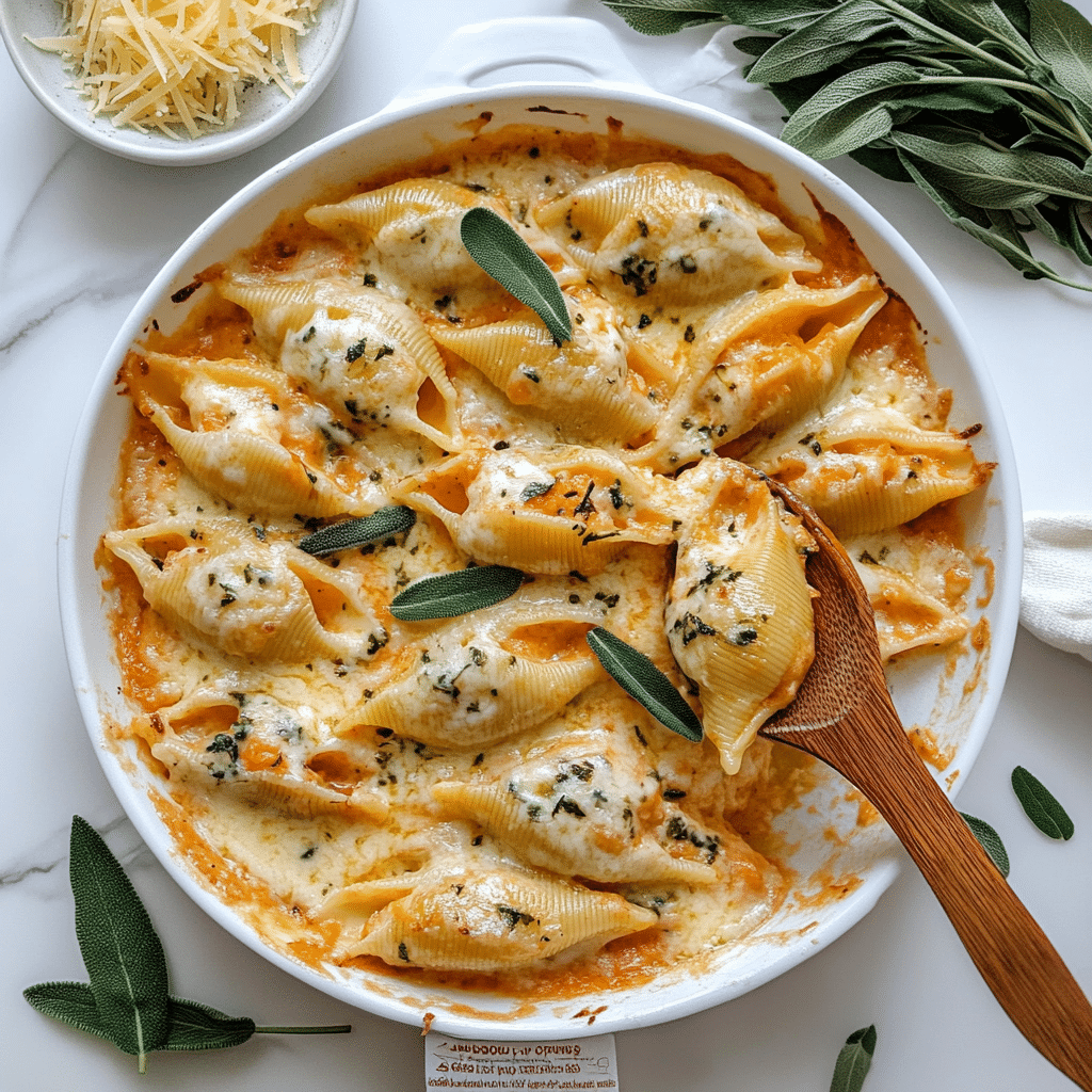 Pumpkin & Gouda Stuffed Shells With Brown Butter & Sage Alfredo Sauce Recipe - Recipe Image