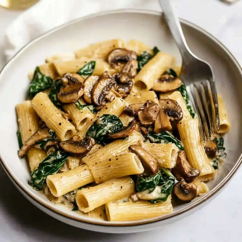 Creamy Spinach Mushroom Pasta Recipe - Recipe Image