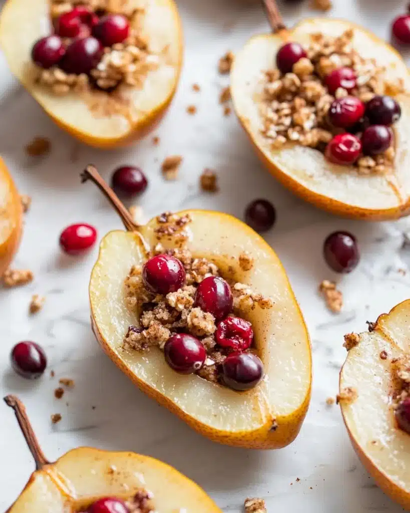 Baked Pears with Honey, Cranberries and Pecans Recipe
