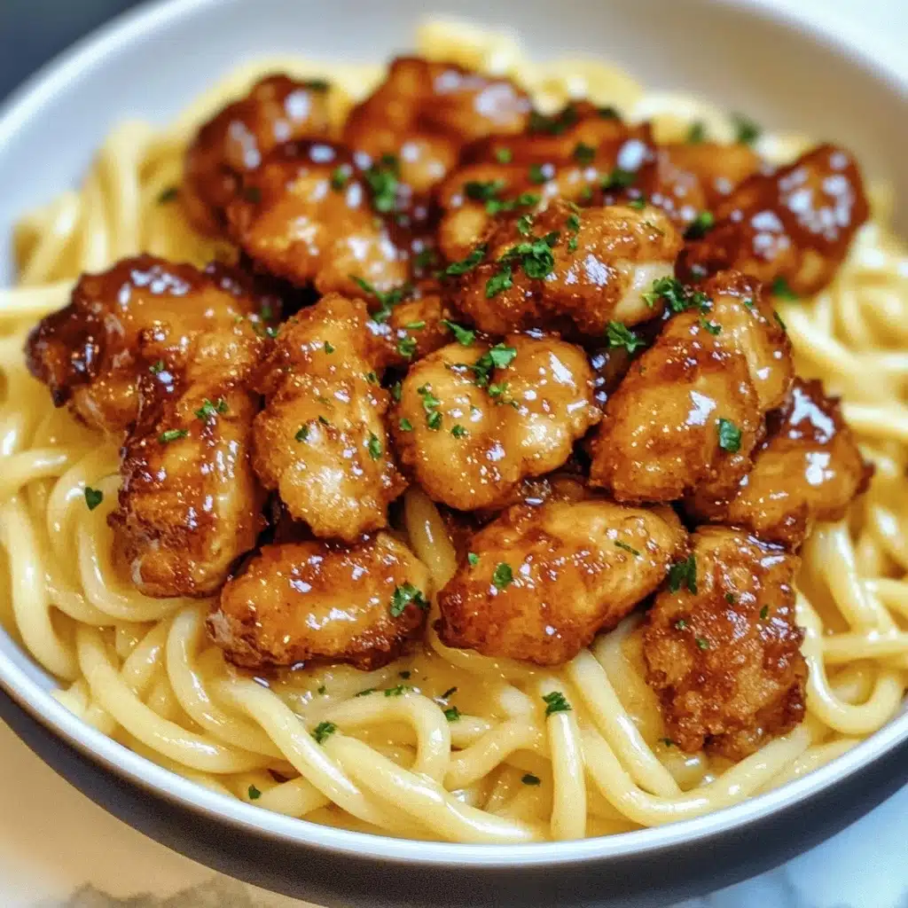 Garlic Butter Chicken Bites with Savory Creamy Parmesan Pasta Recipe - Recipe Image