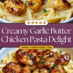 Garlic Butter Chicken Bites with Savory Creamy Parmesan Pasta Recipe