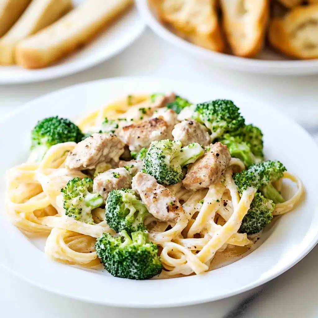 Quick & Easy Fettuccine Chicken Broccoli Alfredo Recipe - Recipe Image