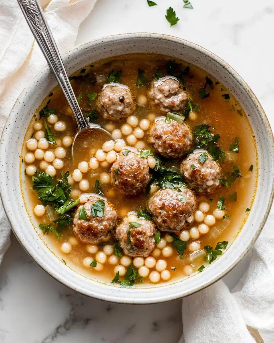 Mini Moroccan Meatball Couscous Soup Recipe - Recipe Image