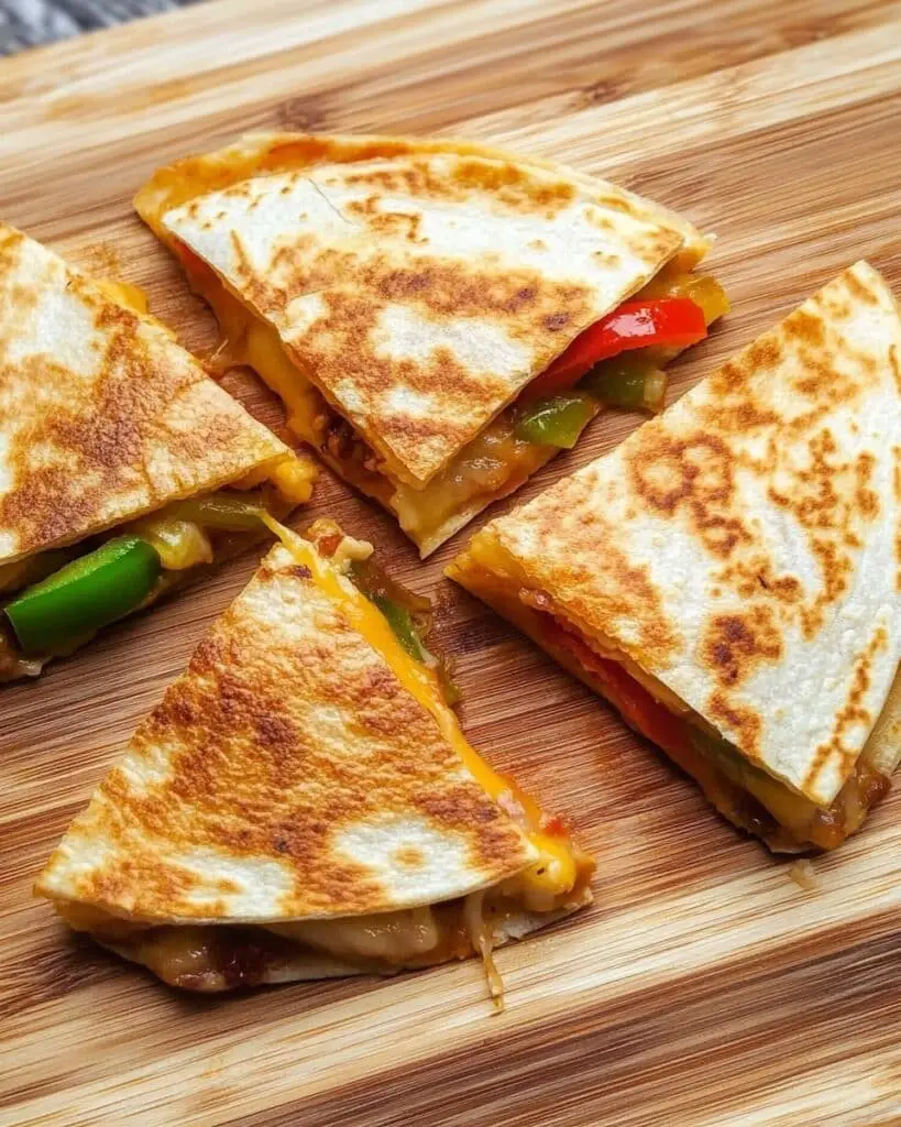 Cheesy Chicken and Veggie Quesadillas with Avocado and Sour Cream Recipe