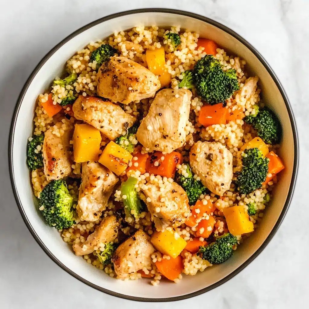 Roasted Butternut Squash Broccoli Cheddar Chicken Couscous Recipe - Recipe Image