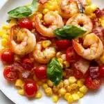 Creamy Skillet Shrimp with Corn, Pancetta, and Tomatoes Recipe