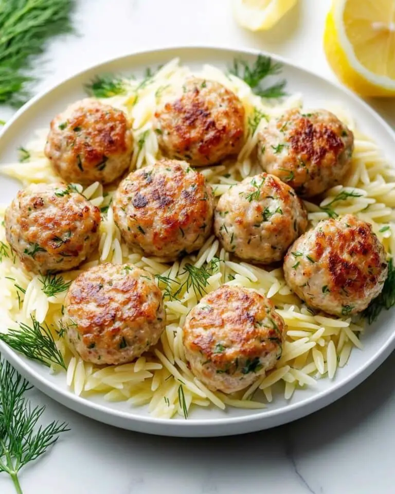 Greek Chicken Meatballs with Lemon Orzo Recipe