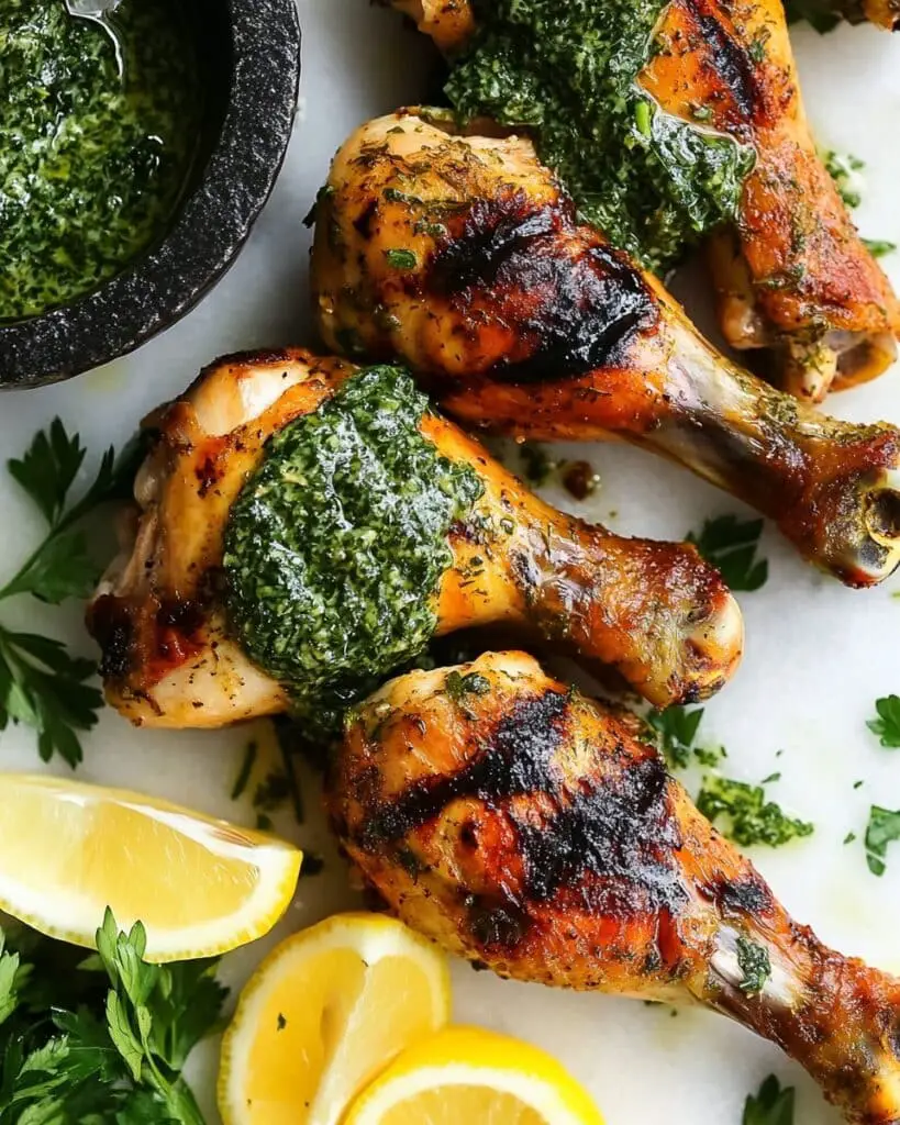 Air Fryer Herbed Spatchcock Chicken with Herb Sauce Recipe