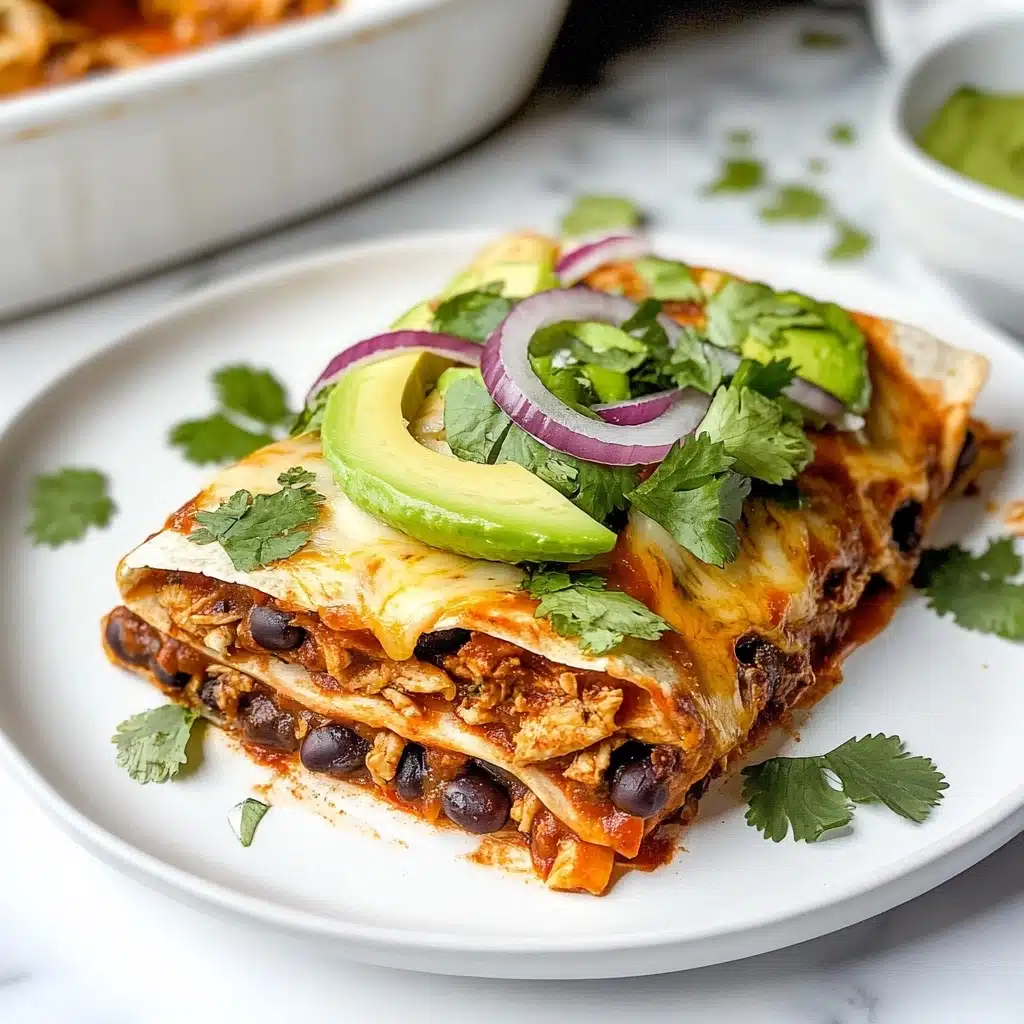 Dreamy Refried Bean Chicken Enchiladas with Homemade Enchilada Sauce Recipe - Recipe Image