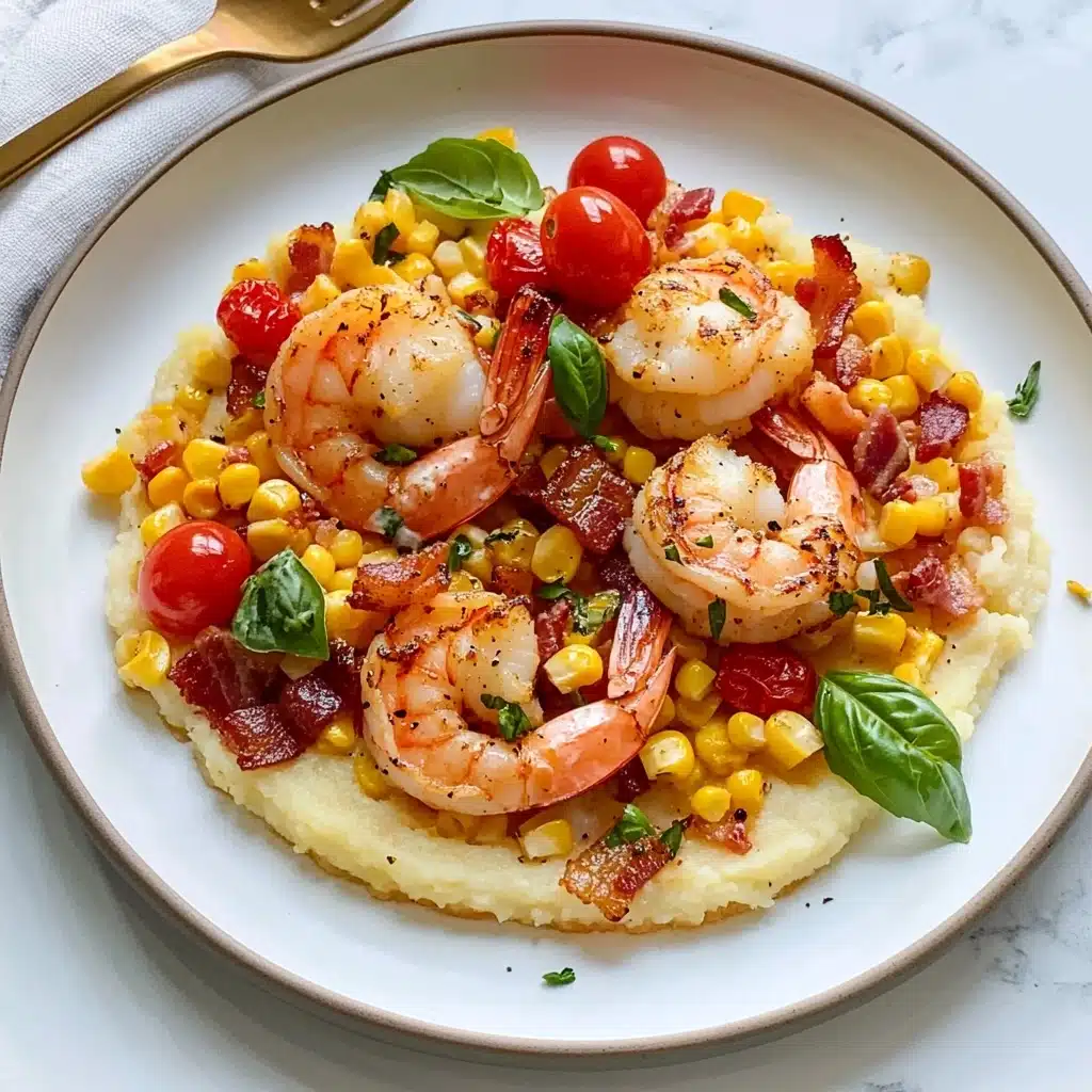 Creamy Skillet Shrimp with Corn, Pancetta, and Tomatoes Recipe - Recipe Image
