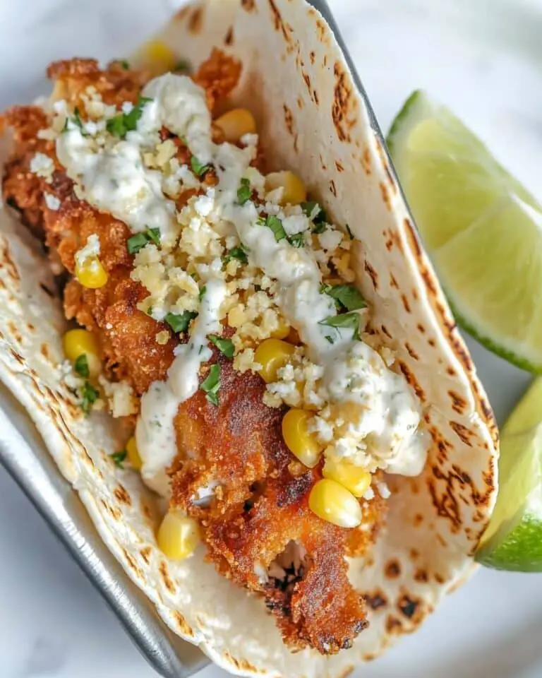 Fried Chicken Street Corn Tacos with Jalapeno Lime Ranch Recipe