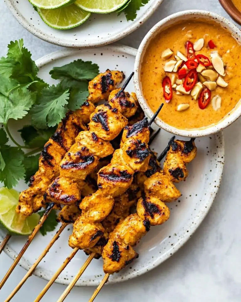 Chicken Satay with Easy Peanut Sauce Recipe