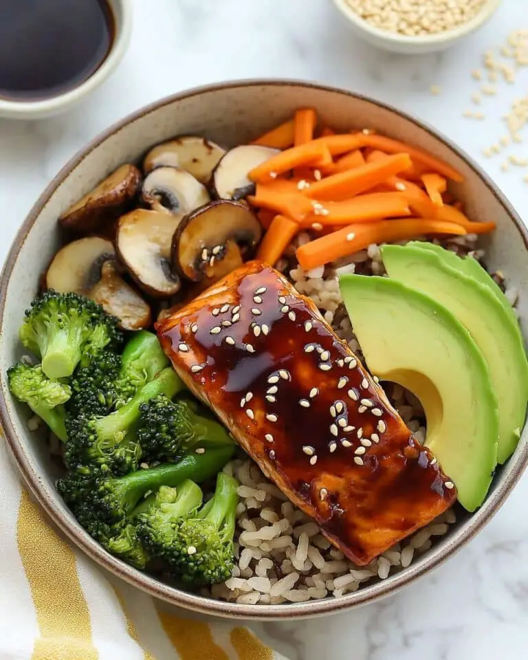 Teriyaki Salmon Bowl with Vegetables and Avocado Recipe