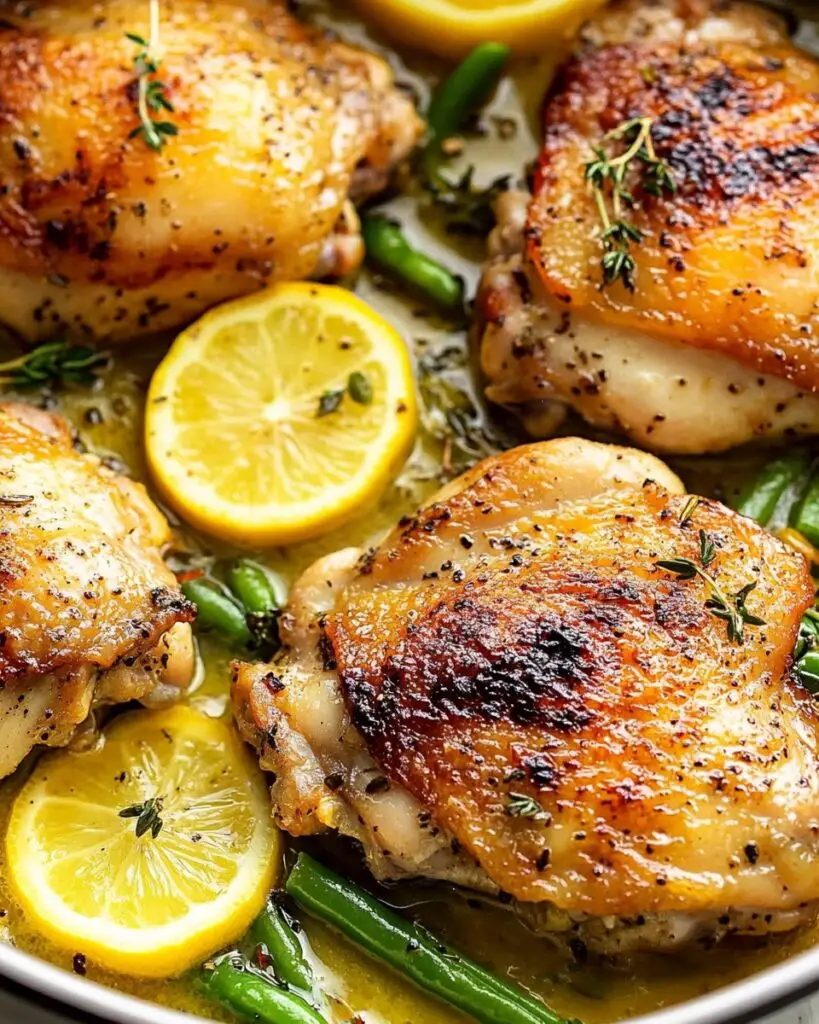 Skillet Chicken Thighs with White Wine, Lemon, and Herbs Recipe