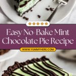 No Bake Mint Chocolate Pie Recipe