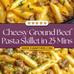 Cheesy Ground Beef Pasta Skillet Recipe