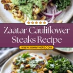 Zaatar Cauliflower Steaks with Green Tahini Sauce Recipe
