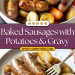 Oven Baked Sausages with Potatoes, Vegetable AND Gravy! Recipe