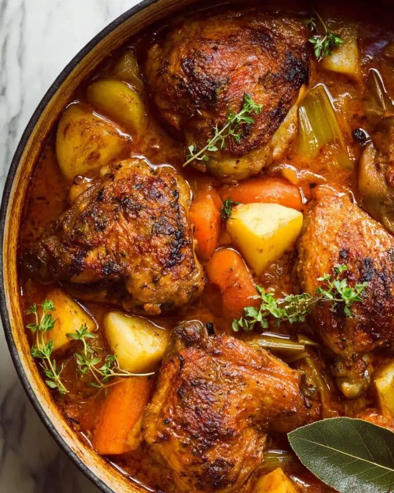 Oven-Baked Chicken Stew with Crispy Skin, Vegetables, and Rich Sauce Recipe