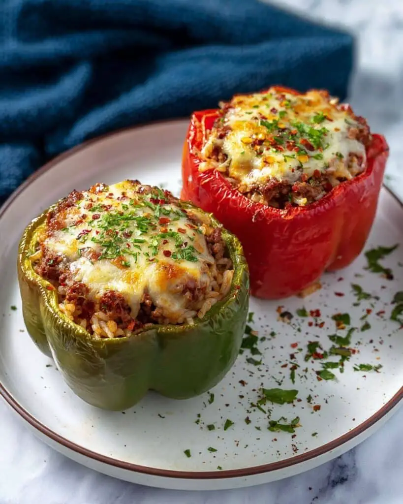 Classic Stuffed Bell Peppers with Beef, Rice, and Cheddar Recipe