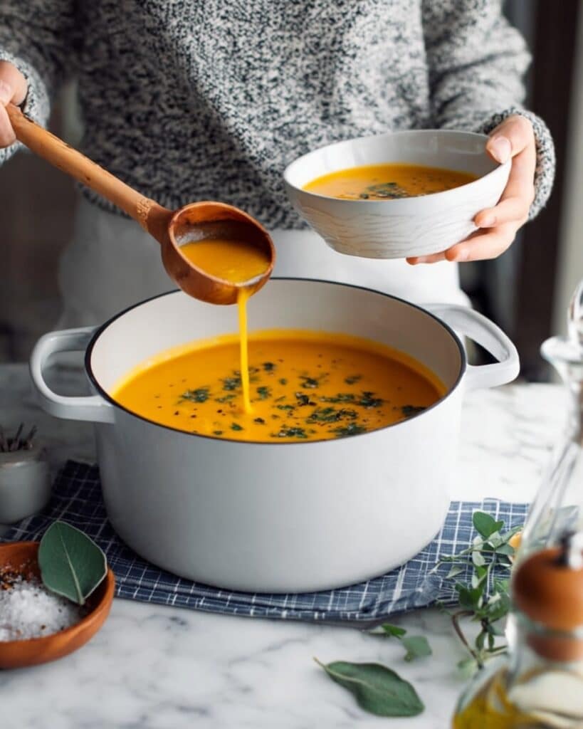 Butternut Squash Soup with Sage, Rosemary, and Toasted Pepitas Recipe