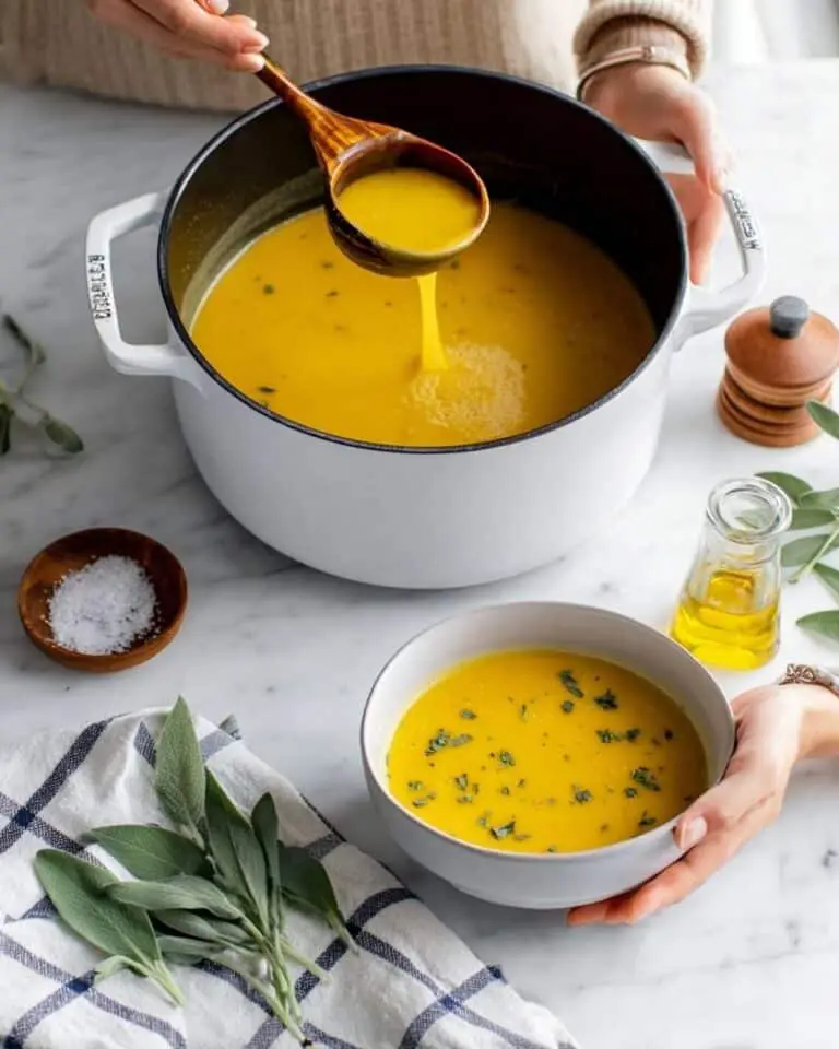 Creamy Butternut Squash Soup with Sage, Rosemary, and Ginger Recipe