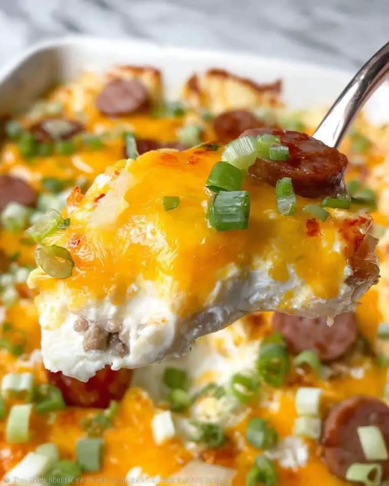 Pierogi Casserole with Kielbasa and Cheddar Recipe
