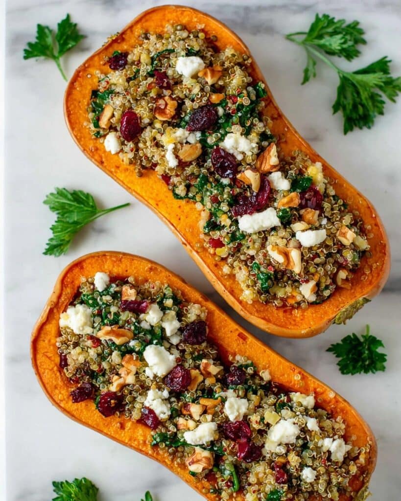 Stuffed Butternut Squash with Sausage, Mushrooms, and Gruyere Recipe