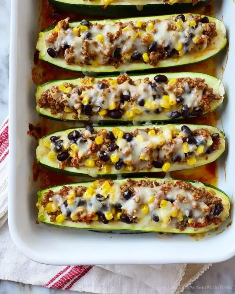 Turkey Santa Fe Zucchini Boats Recipe