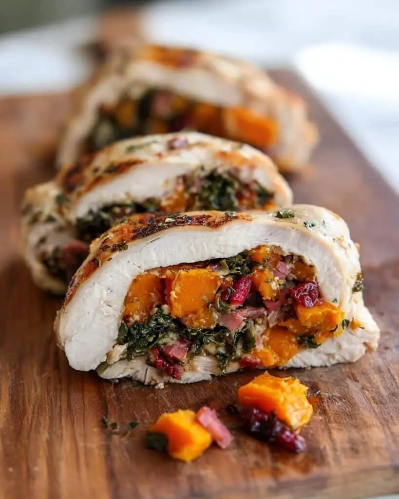 Butternut Stuffed Turkey Tenderloin with Cranberries and Pecans Recipe