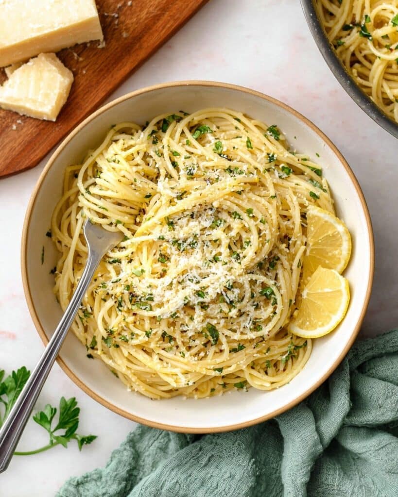 Lemon Pasta with Garlic, Parmesan, and Fresh Parsley Recipe