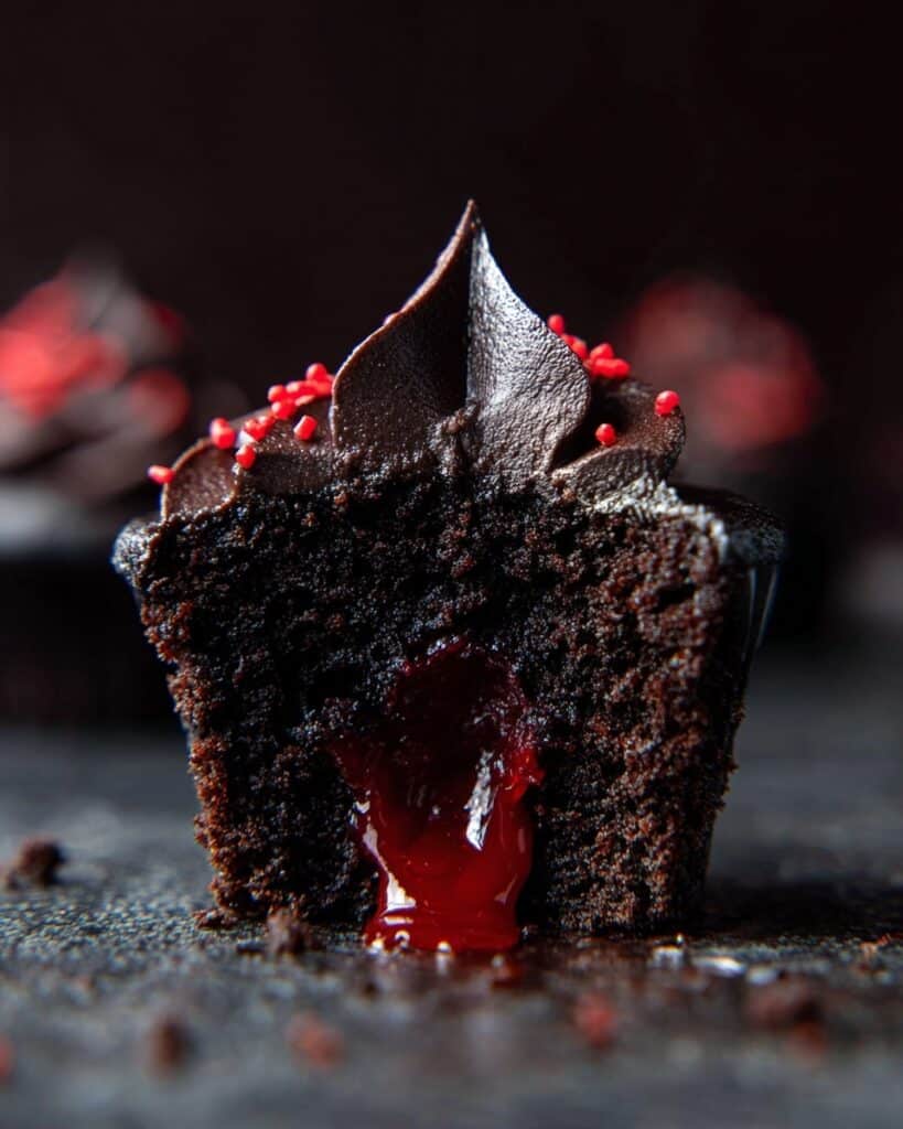 Bleeding Black Halloween Cupcakes Recipe