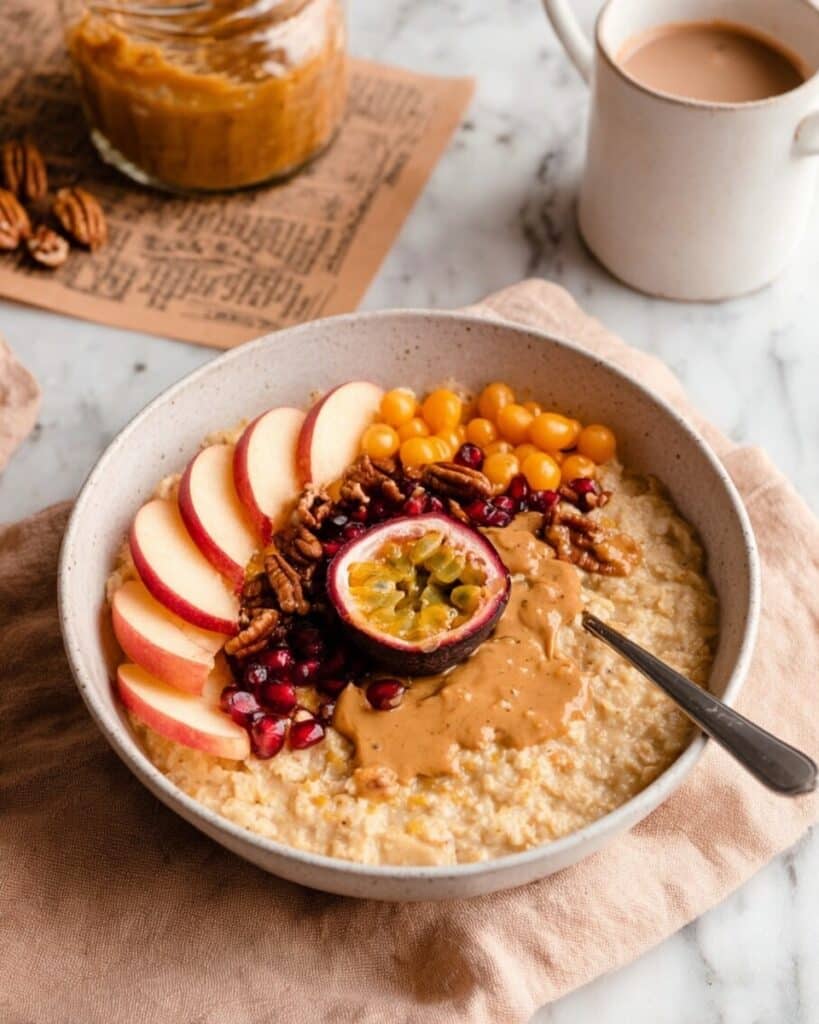 Pumpkin Spiced Oatmeal with Pumpkin Butter and Granola Recipe