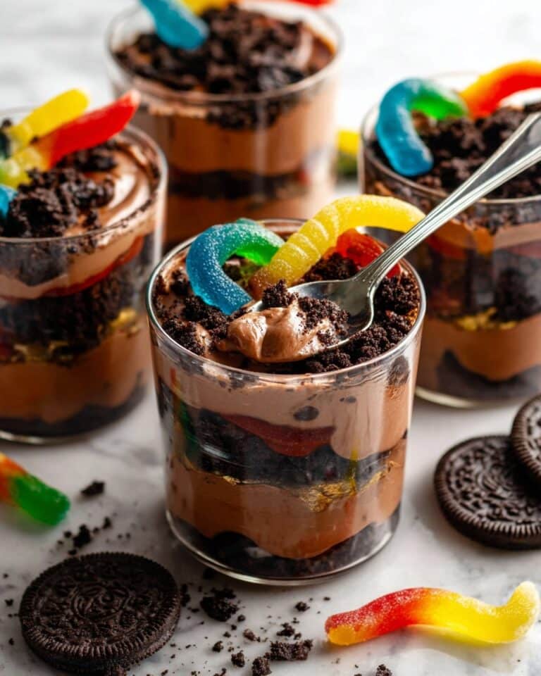 Homemade Dirt Pudding with Oreo Cookies and Gummy Worms Recipe