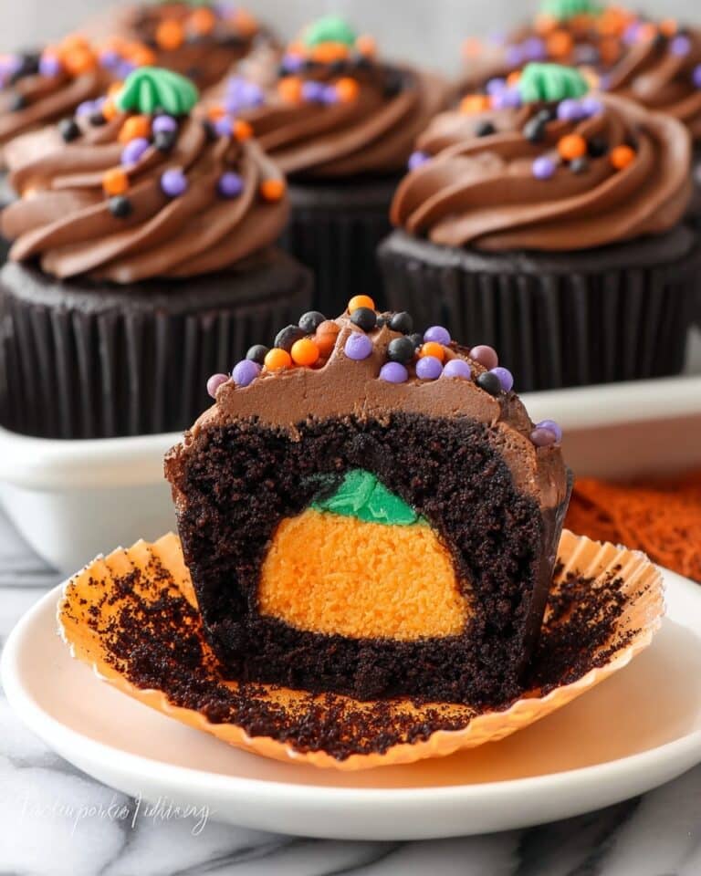 Cheesecake Stuffed Halloween Cupcakes Recipe