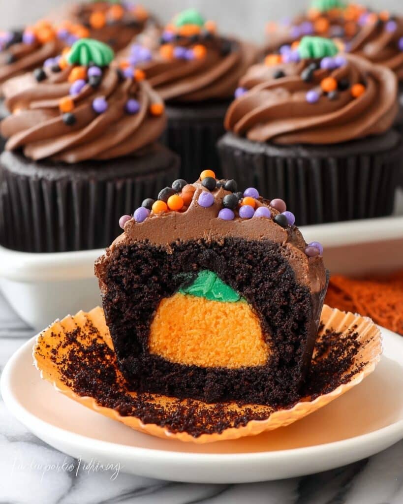 Cheesecake Stuffed Halloween Cupcakes Recipe